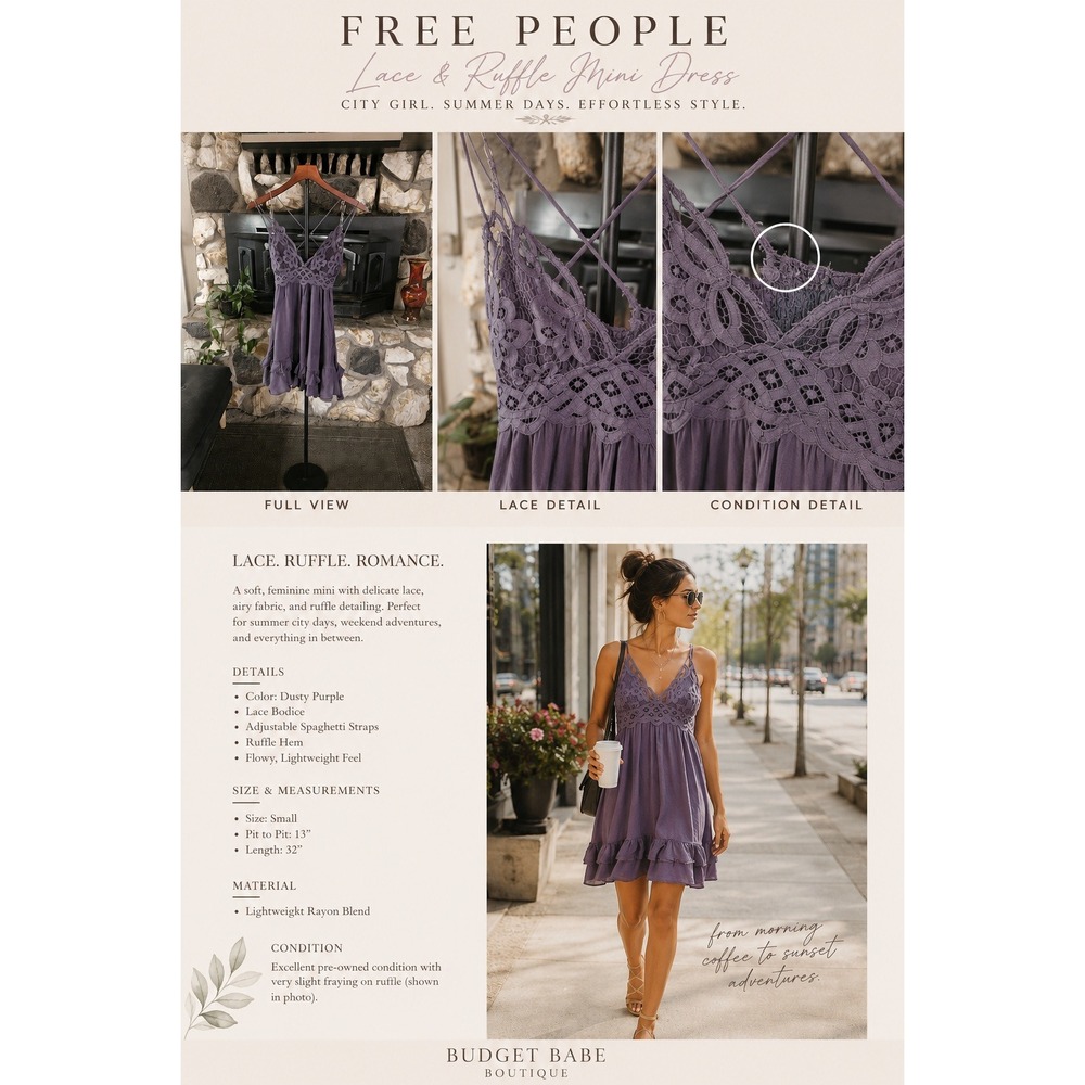 Free People Purple Lace Ruffle Mini Slip Dress Boho Strappy Small